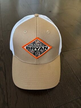 Luke Bryan Tan & White Mesh Trucker Hat